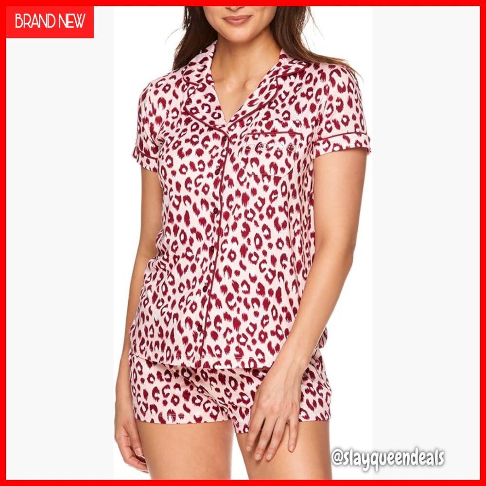 Women's Medium Polyester Pajama Set, Button-Up To… - image 1